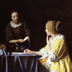 Jan Vermeer - Fantesca che porge una lettera alla signora, 1667 circa, olio su tela, 90,2x78,7 cm, Frick Collection, New York